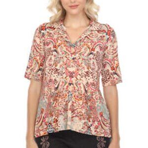 Johnny Was Jungle Paisley Polo Swing Tee NWT 2X